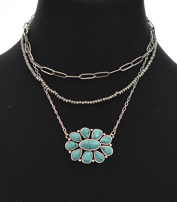 Silver Pendant Layered Necklace #24