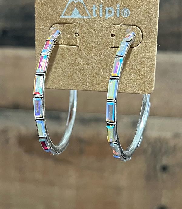 AB Stone Hoop Earrings