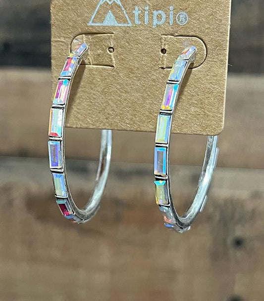 AB Stone Hoop Earrings