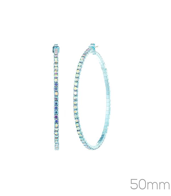 Rhinestone Turquoise Hoop Earrings