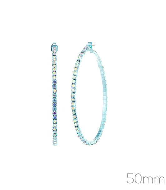 Rhinestone Turquoise Hoop Earrings