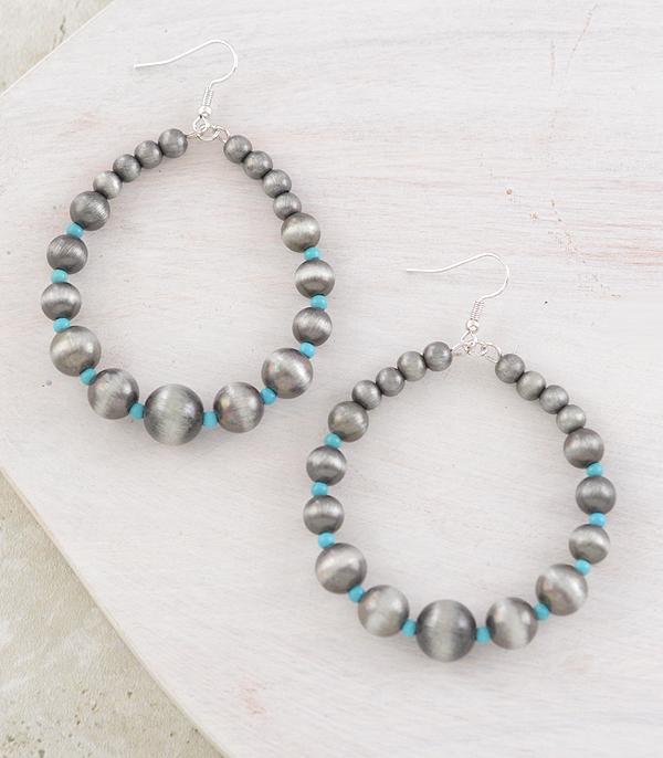 Faux Silver and Turquoise Navajo Hoop Earrings