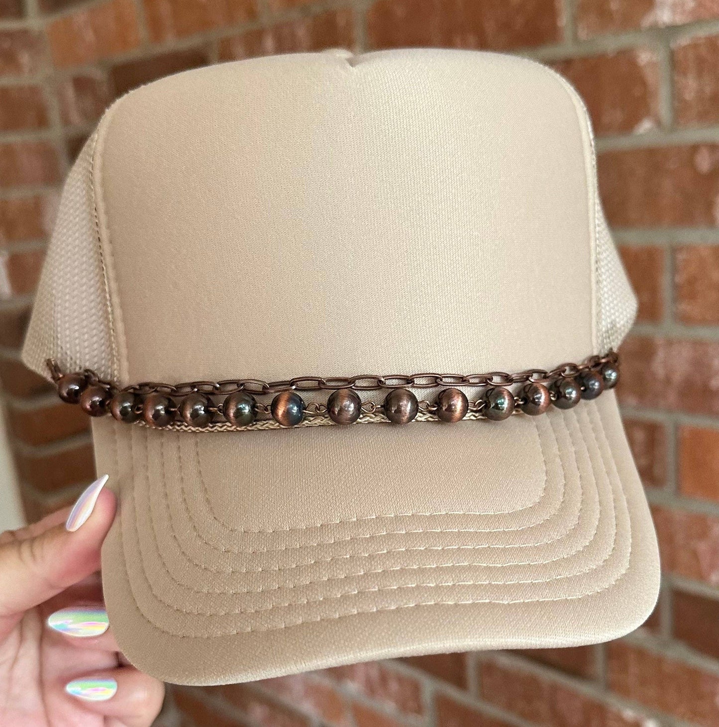Copper Bead Trucker Hat Chain
