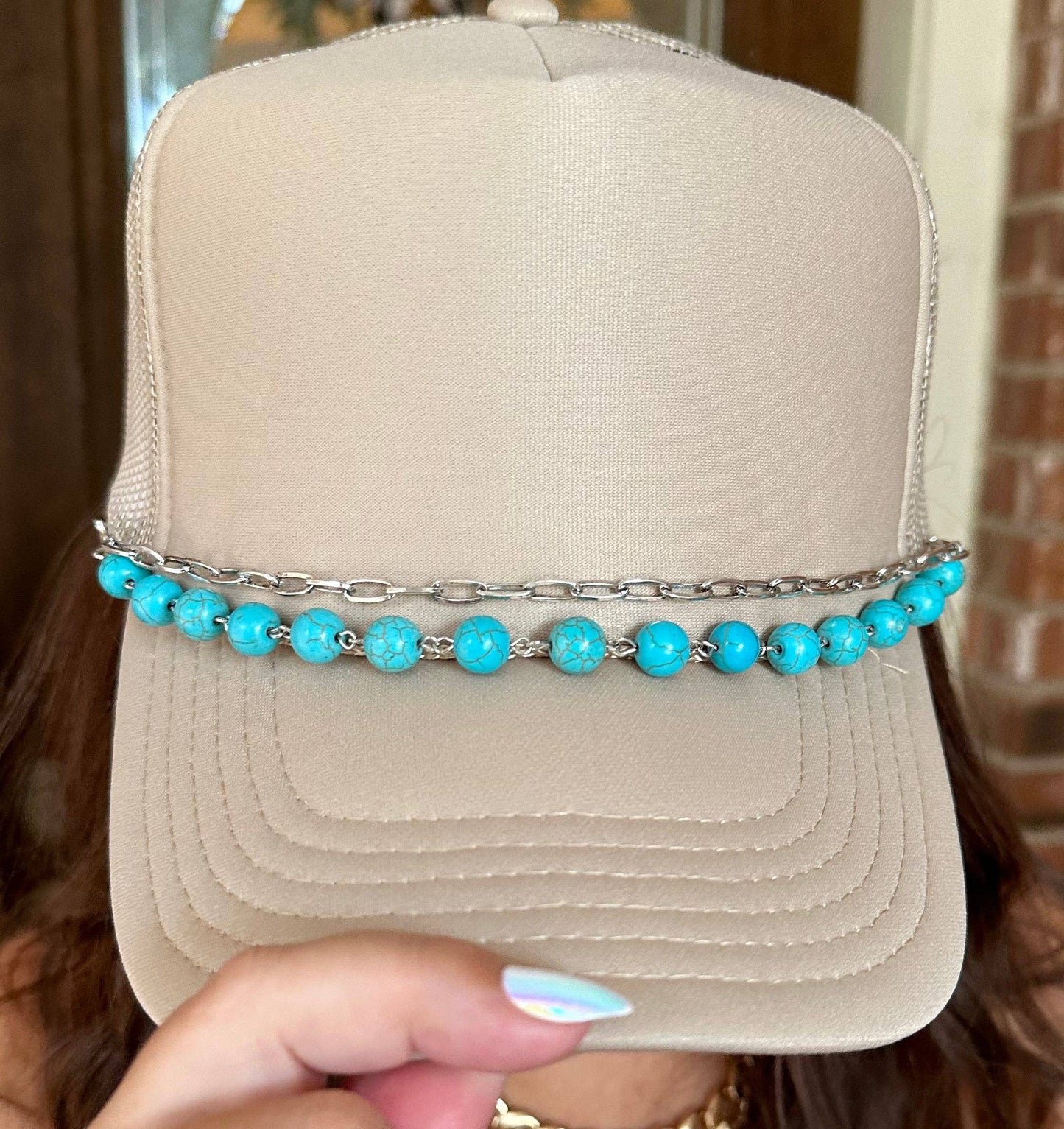 Turquoise Bead Trucker Hat Chain