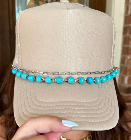 Turquoise Bead Trucker Hat Chain