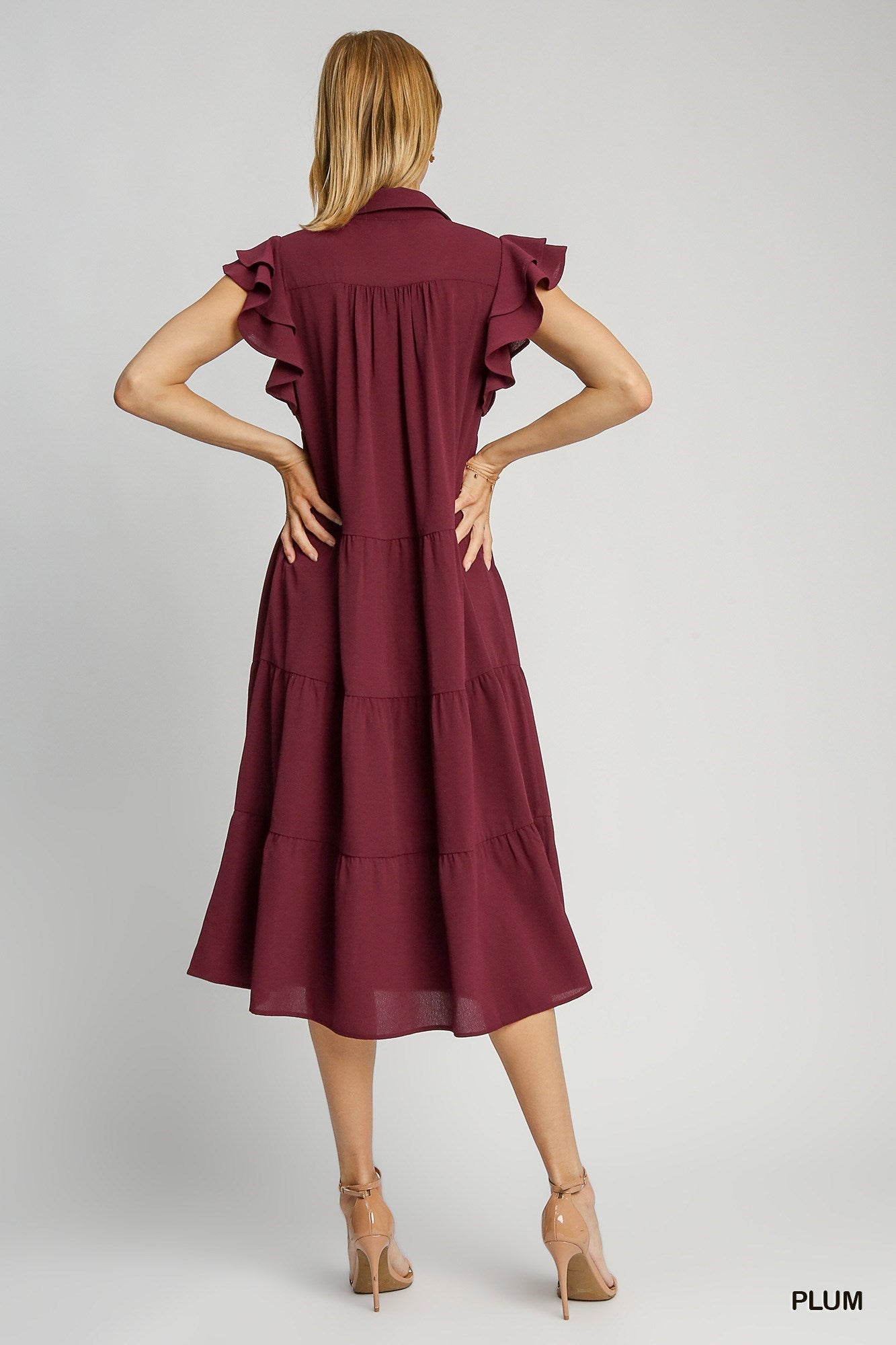 Plum Collared Midi Dress