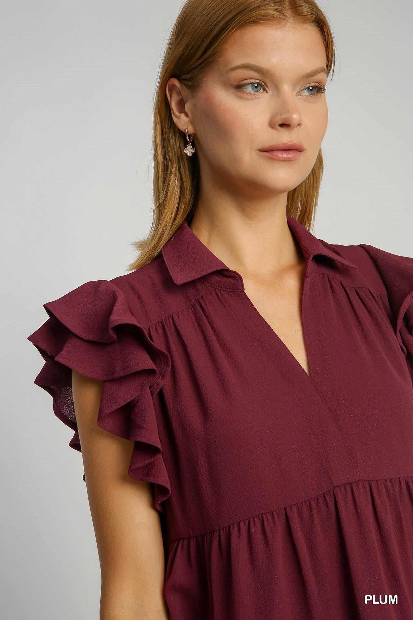 Plum Collared Midi Dress