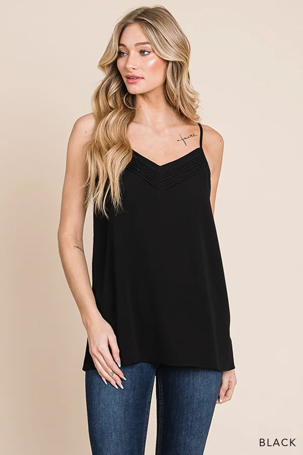 Black Pintuck Tank