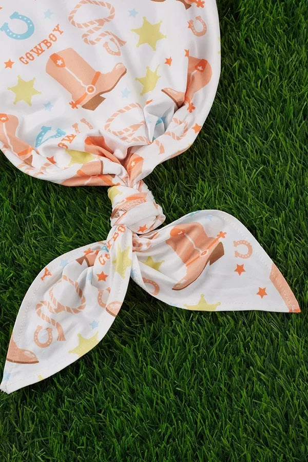 Cowboy Printed Baby Gown