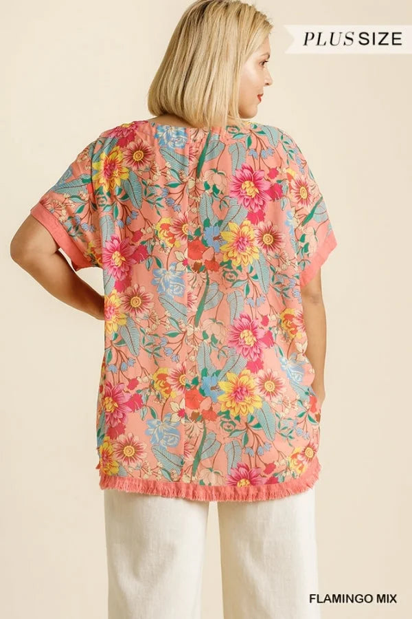 Sandy Floral Print Pink Top