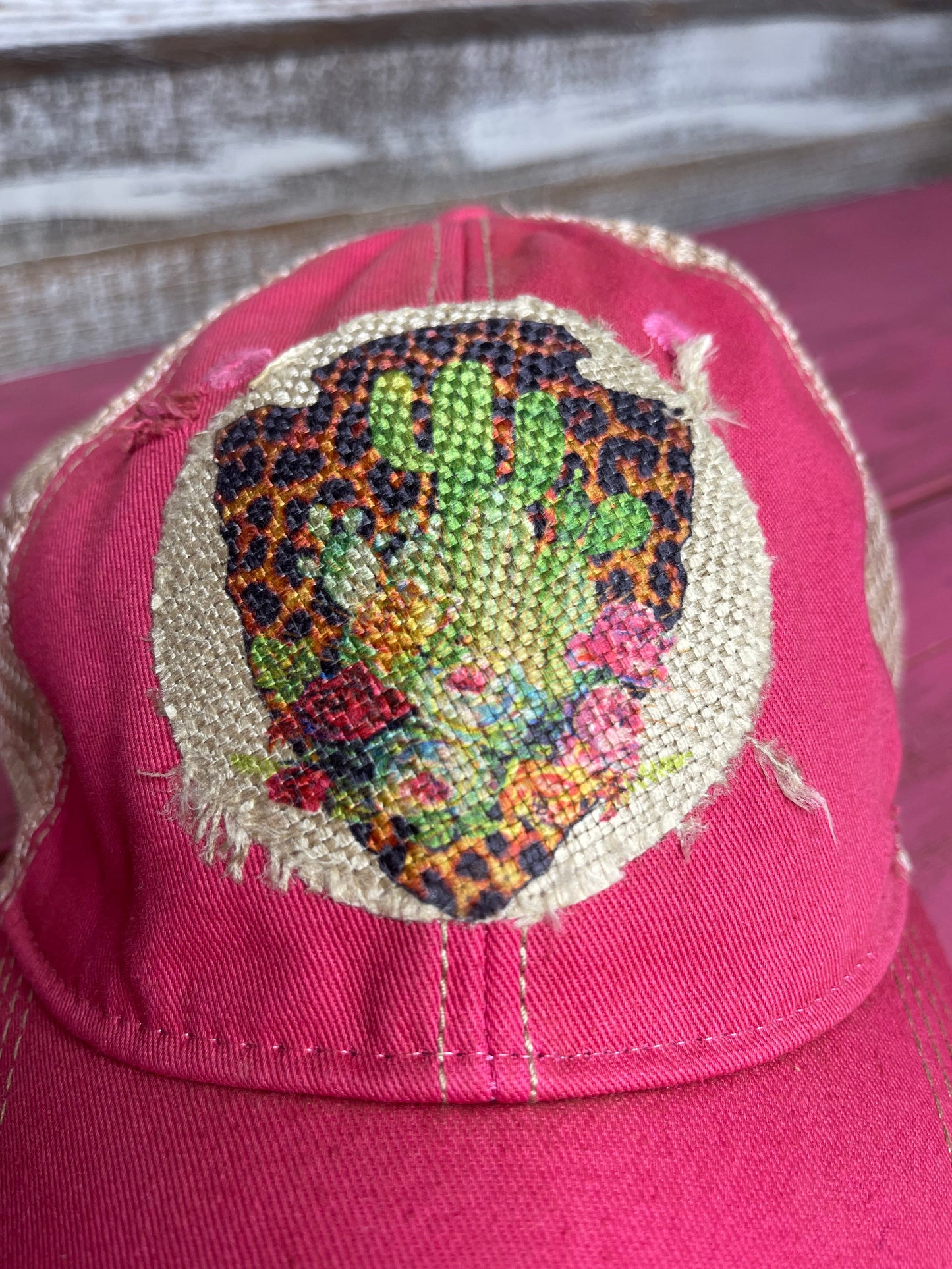 Aztec Leopard Patch Pink Cap