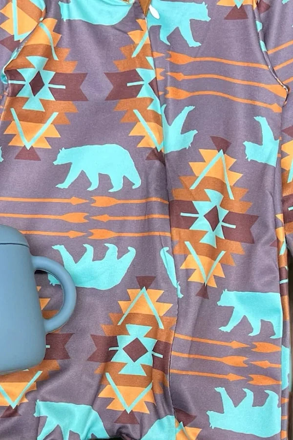 Bear Aztec Printed Boys Onesie