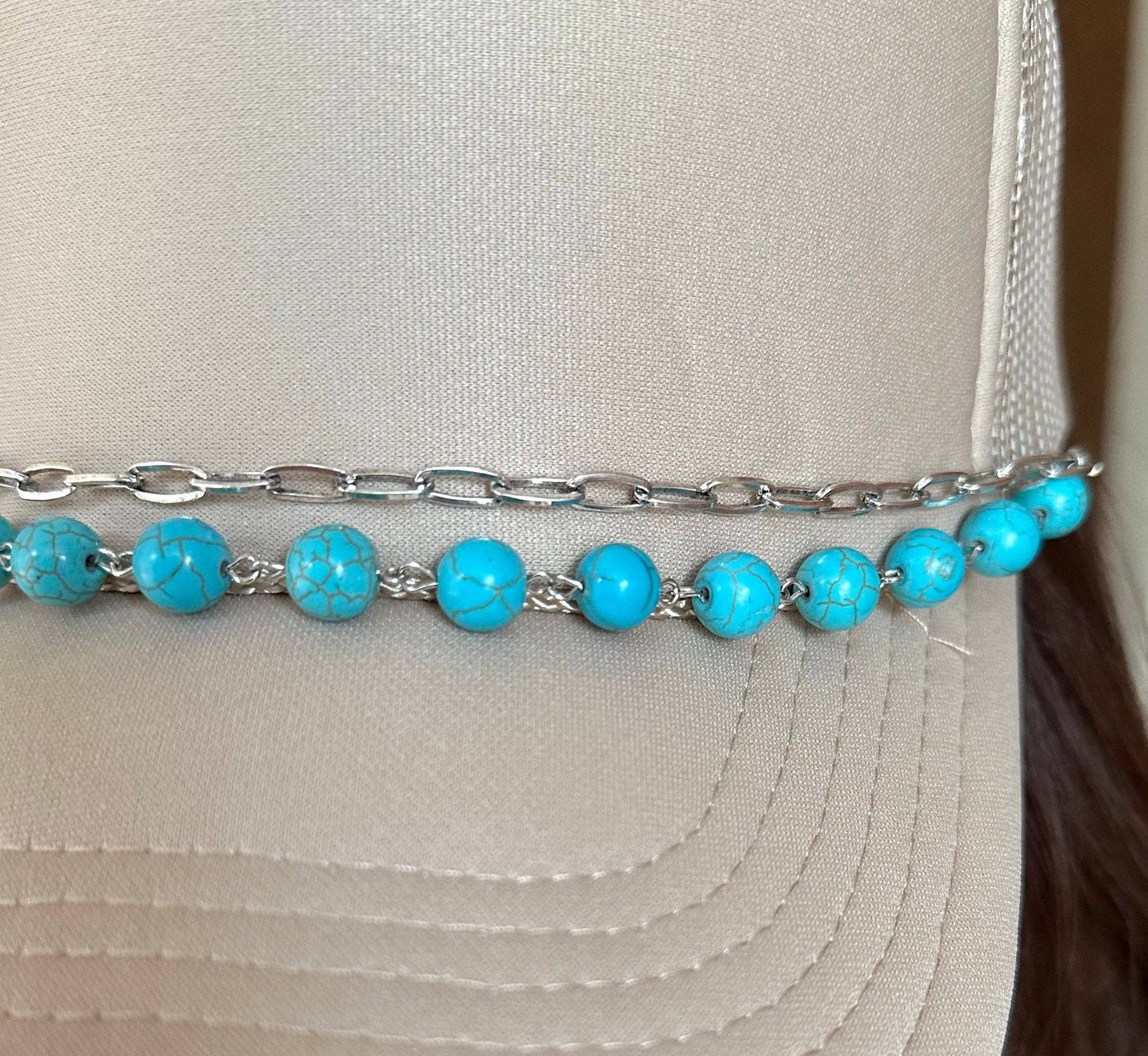 Turquoise Bead Trucker Hat Chain
