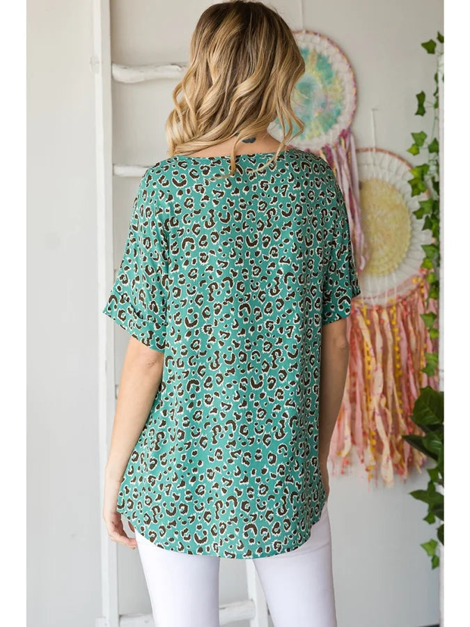 Jade Leopard Print Top