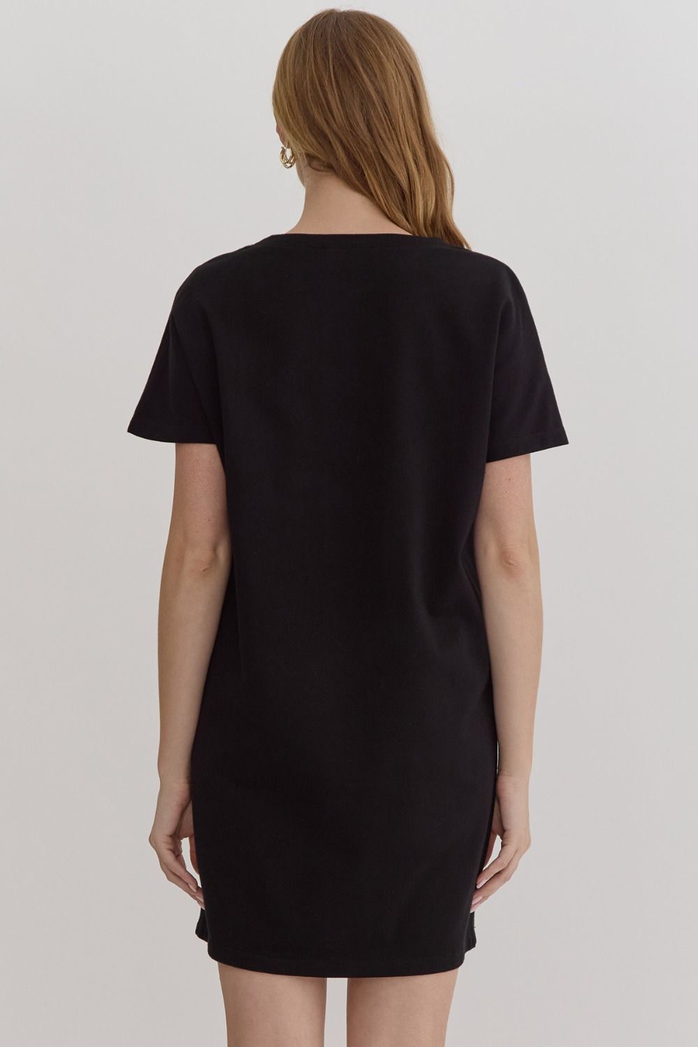 Black Short Sleeve Dress Stud Details