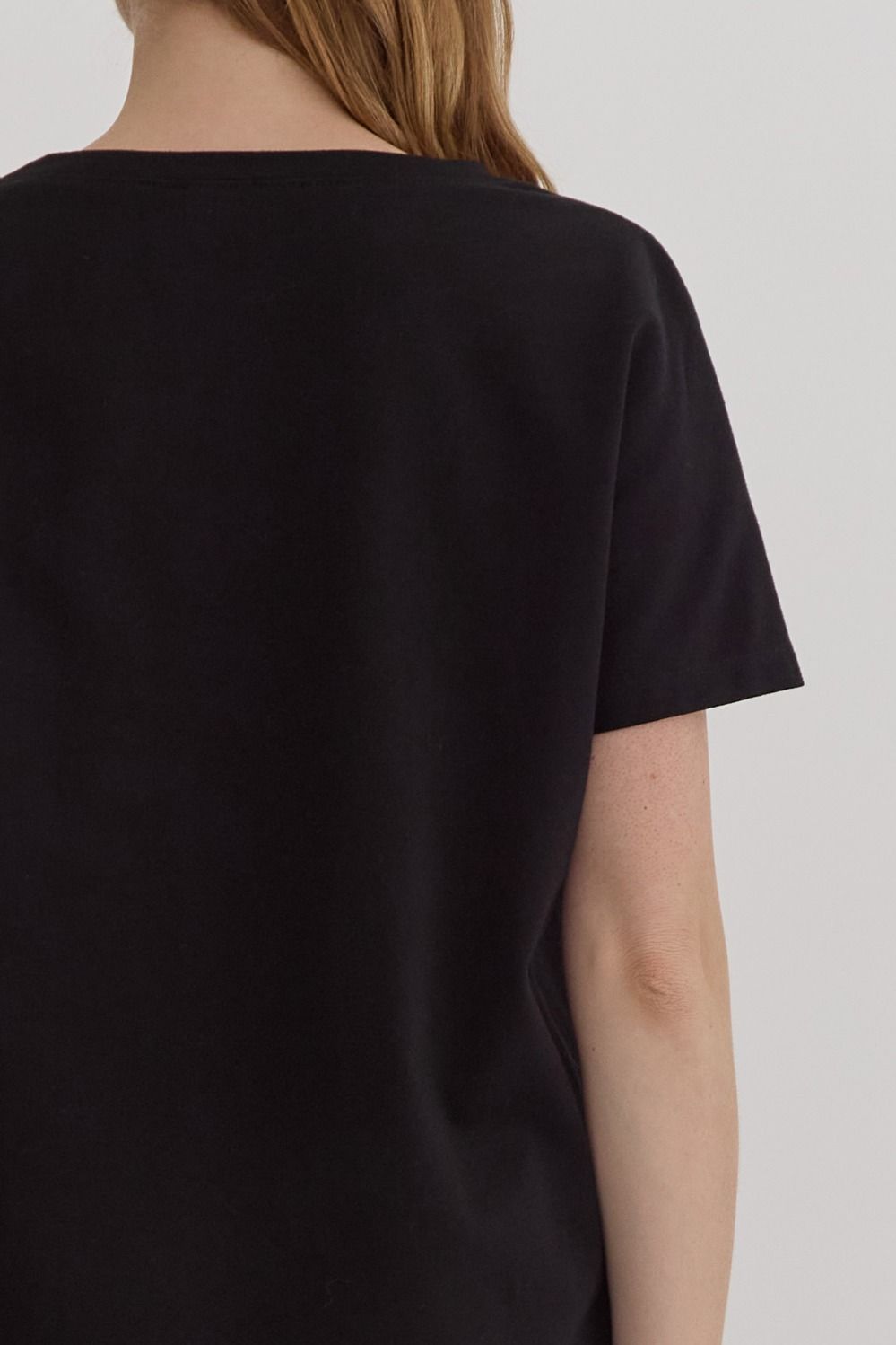 Black Short Sleeve Dress Stud Details