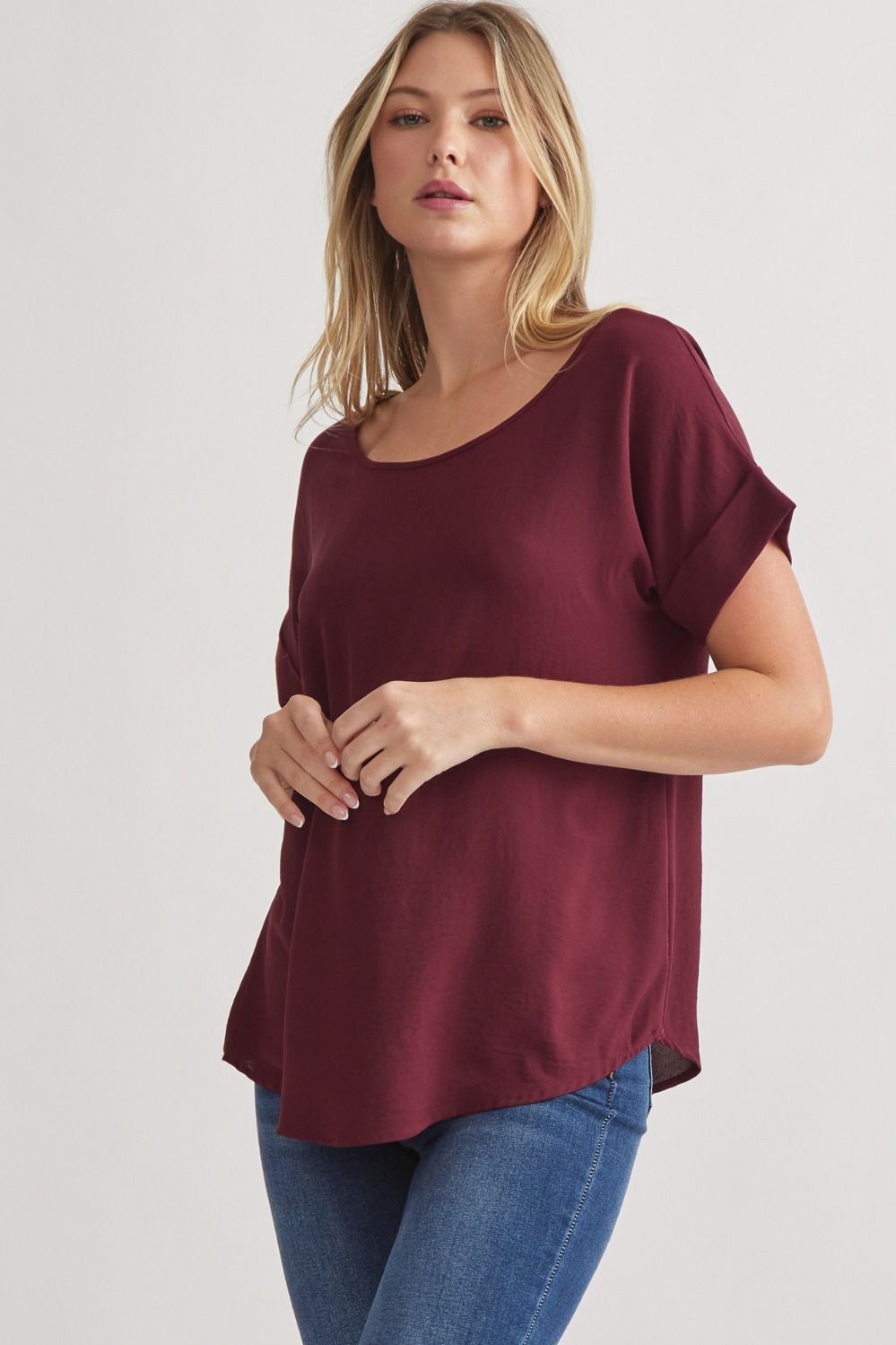 Burgundy Scoop Neck Top