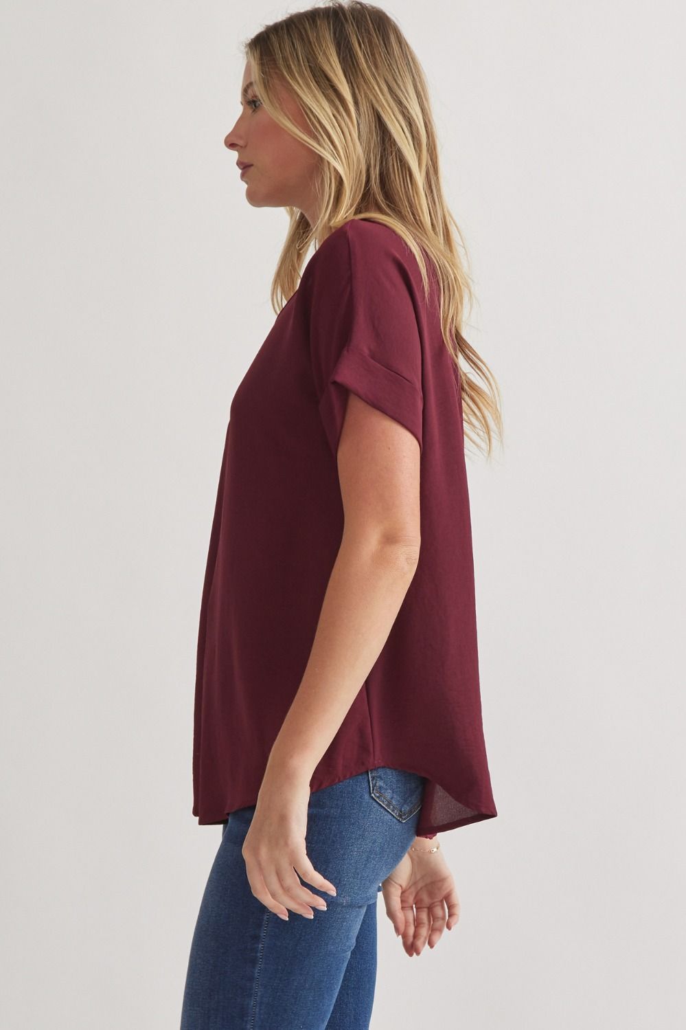 Burgundy Scoop Neck Top