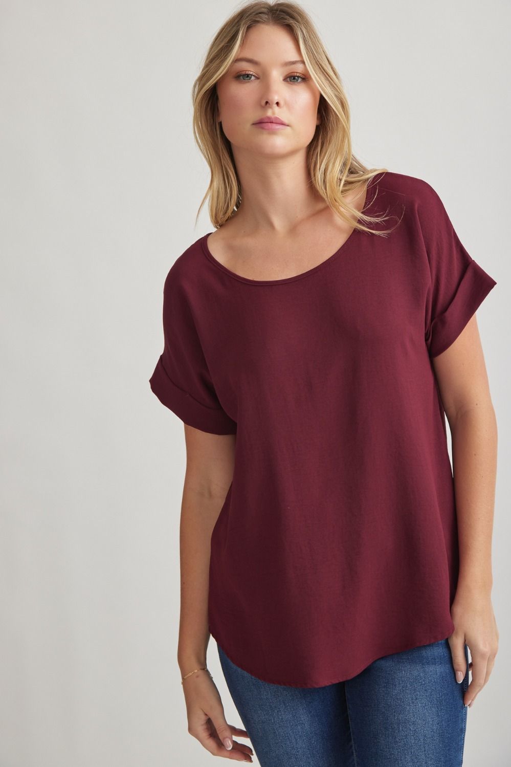 Burgundy Scoop Neck Top