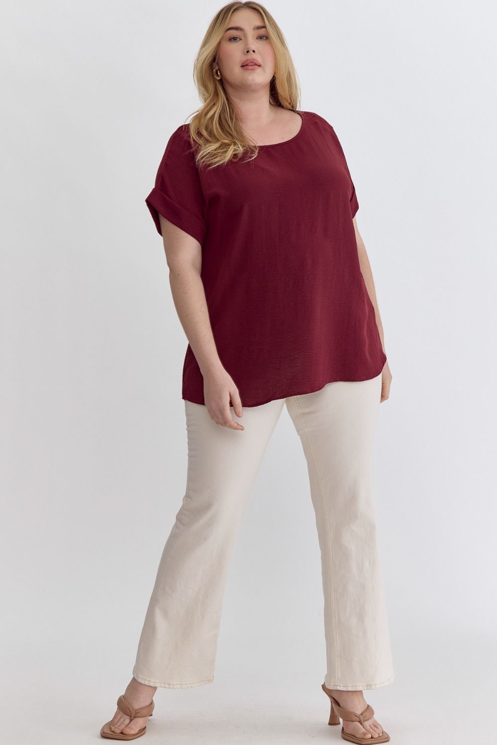 Burgundy Scoop Neck Top