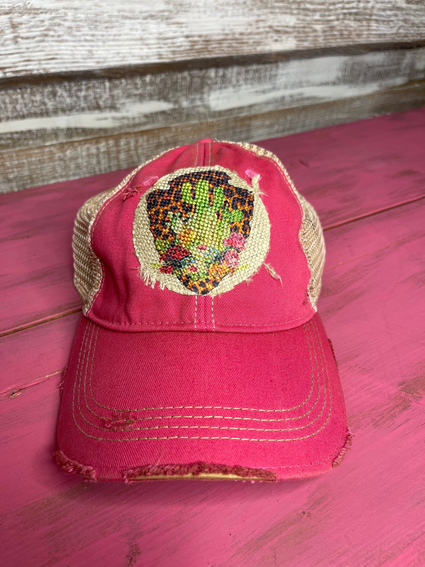 Aztec Leopard Patch Pink Cap