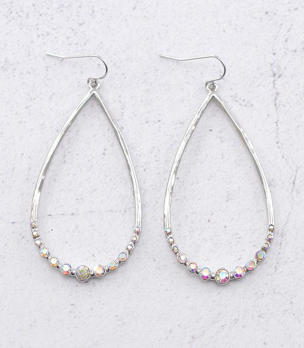 Shine Teardrop Silver AB Earrings