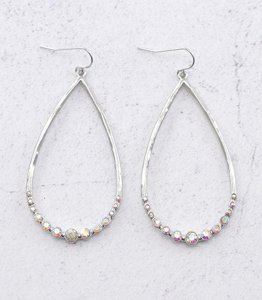 Shine Teardrop Silver AB Earrings