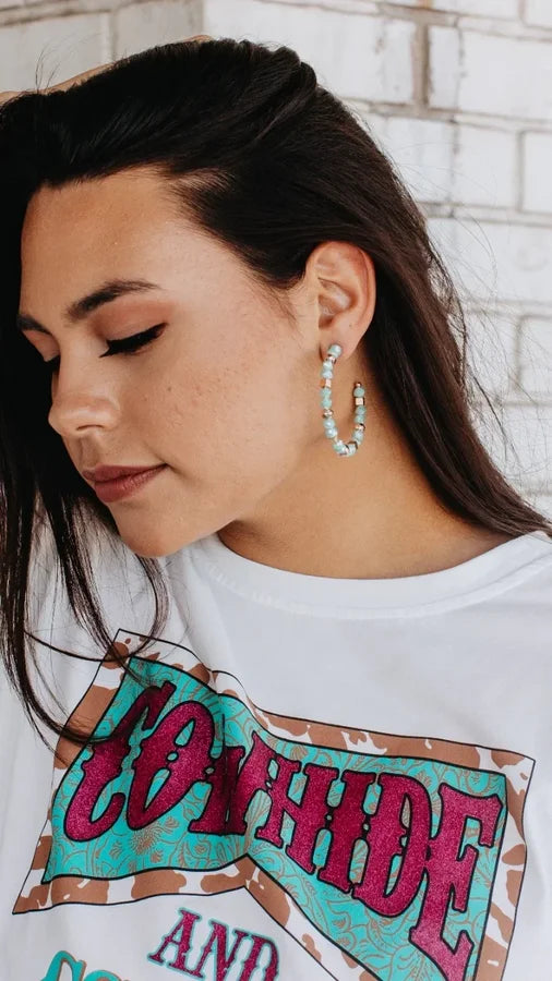 Turquoise Beaded Hoop Earrings