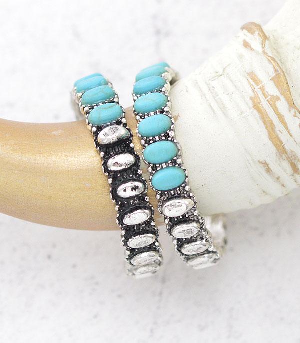 Silver and Turquoise Hoops #32