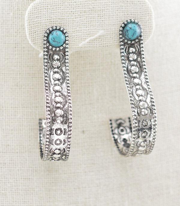 Western Silver and Turquoise Earrings #14