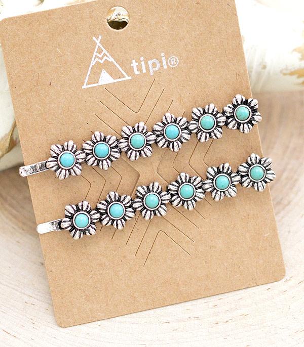 Faux Turquoise Western Bobby Pin Set