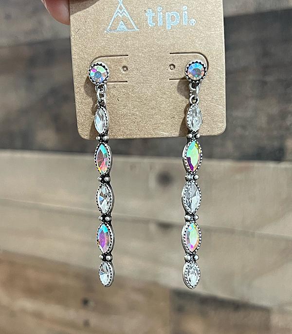 Silver AB Crystal Dangle Earrings