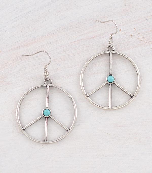 Peace Silver and Turquoise Earrings