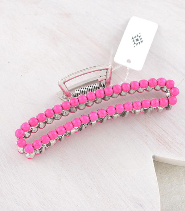 Western Pink Bead Claw Clip