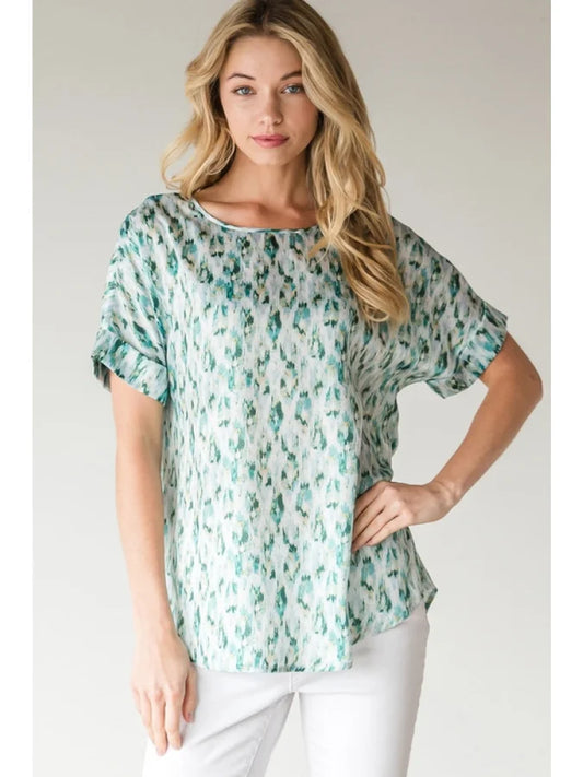 Green Mixed Print Top