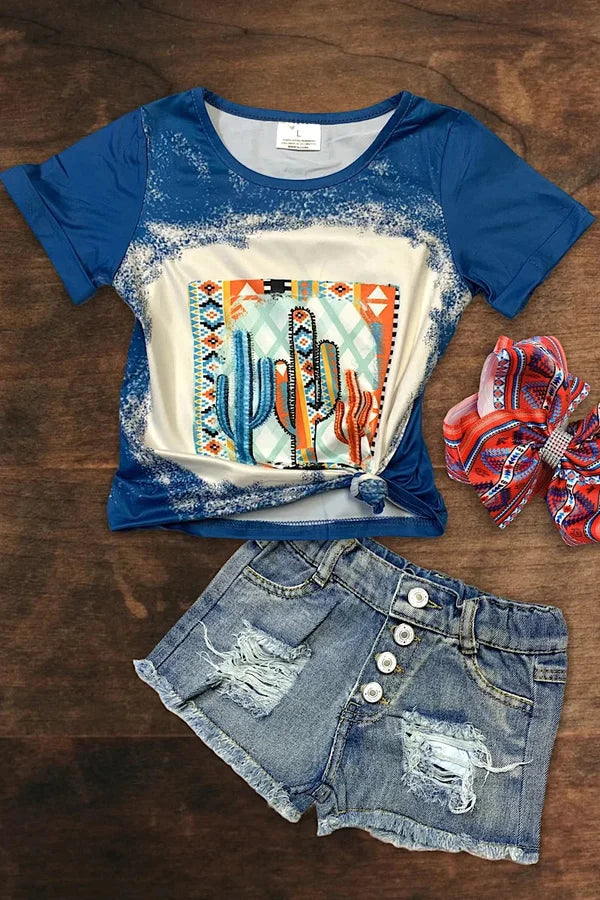 Girls Cactus Aztec Graphic Tee