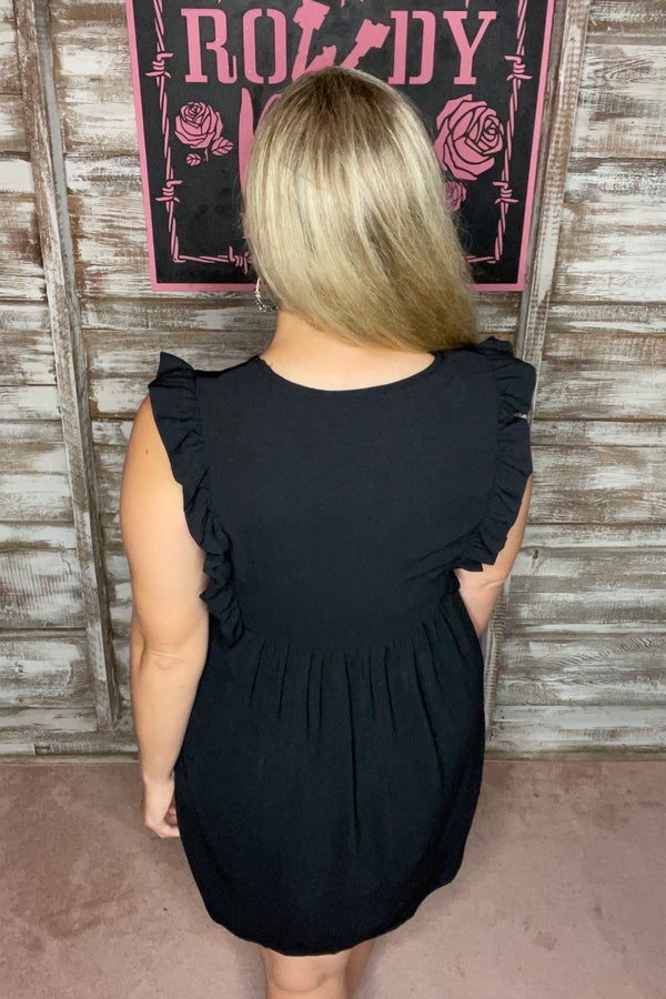 Black Solid Baby Doll Dress