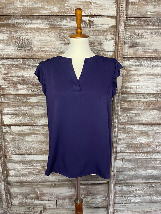 Navy Flutter Sleeve Top