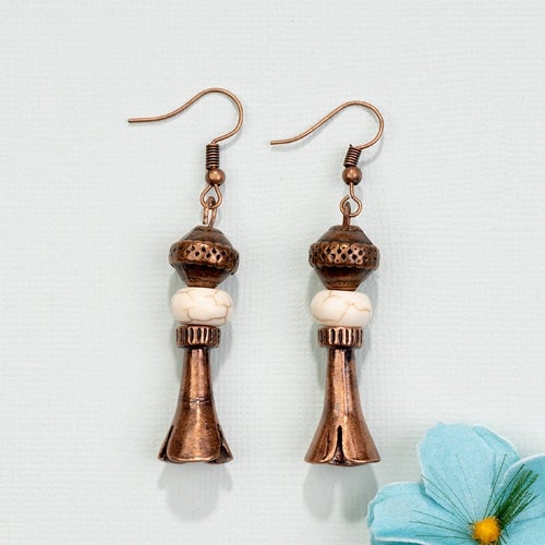 Ivory and Copper Squash Earrings