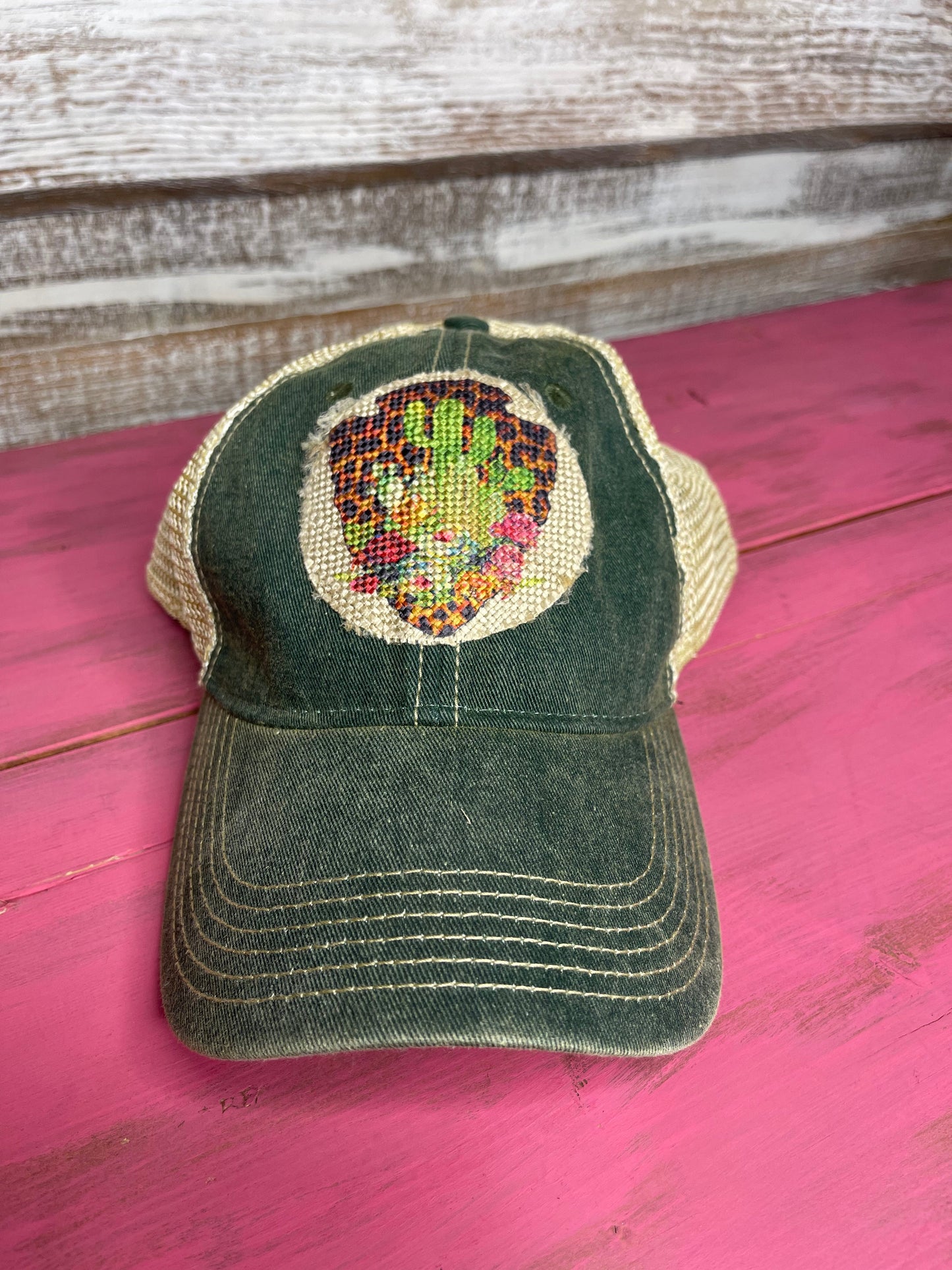 Aztec Leopard Patch Green Cap