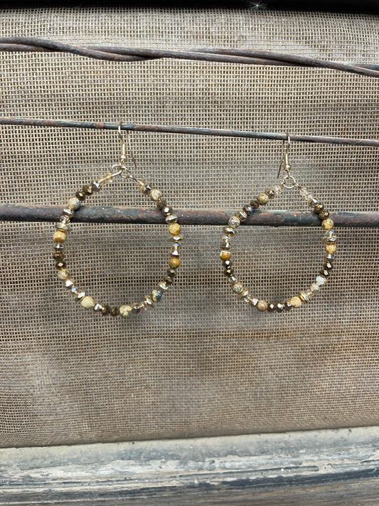 Isla Brown Beaded Hoop Earrings