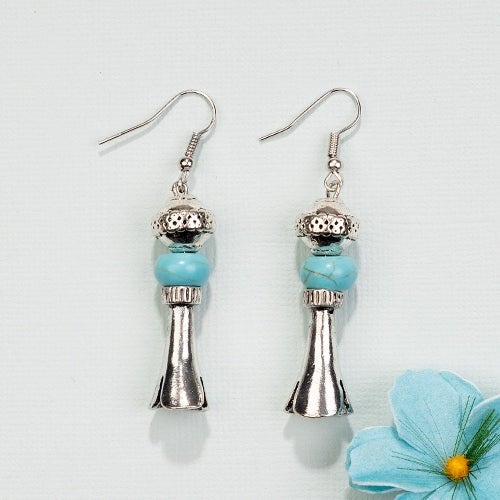 Turquoise and Silver Squash Earrings