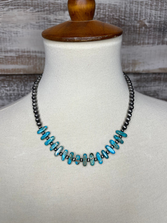 Faux Turquoise and Navajo Beaded Necklace #2