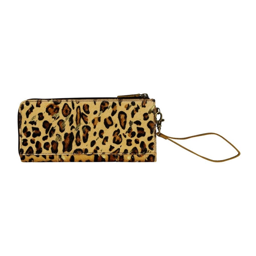 Gold Acid Wash Leopard Print Wallet/Wristlet