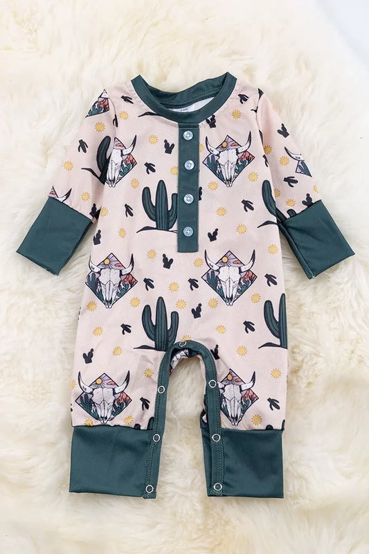 Cow and Cactus Printed Boys Romper