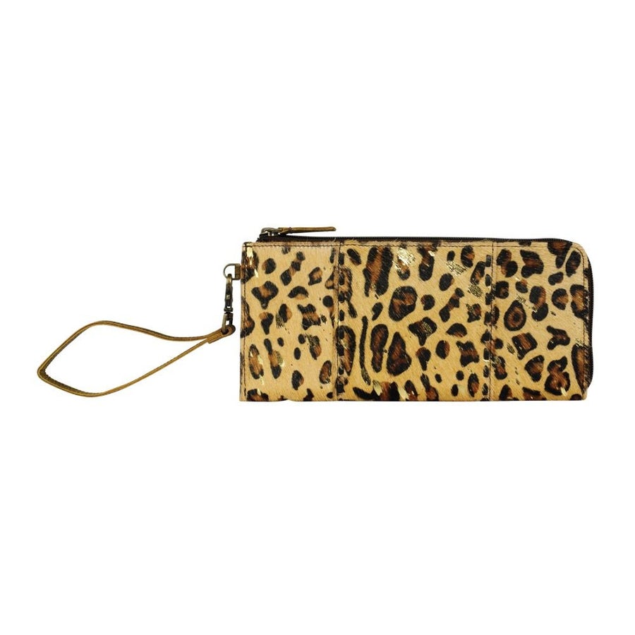 Gold Acid Wash Leopard Print Wallet/Wristlet