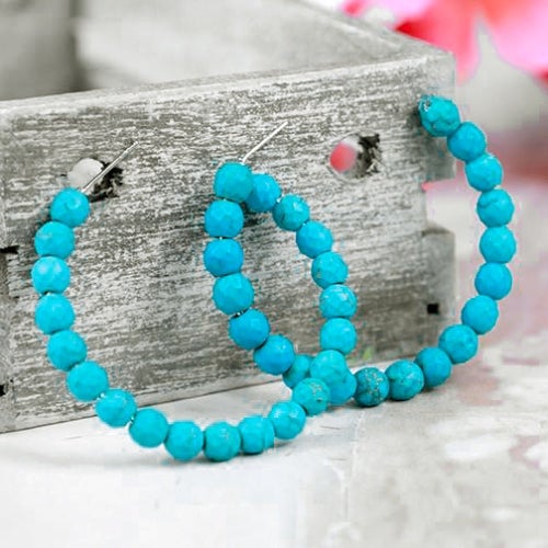 Millie Turquoise Beaded Hoop Earrings