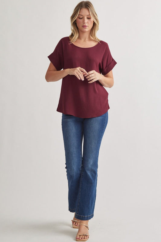 Burgundy Scoop Neck Top