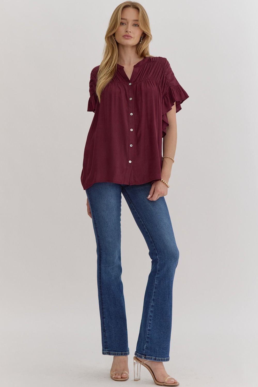 Plum Ruffle Top