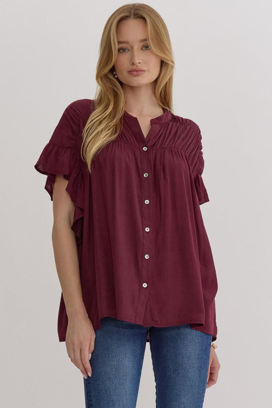 Plum Ruffle Top